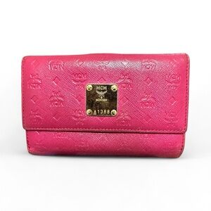 MCM Vibrant Pink Embossed Wallet